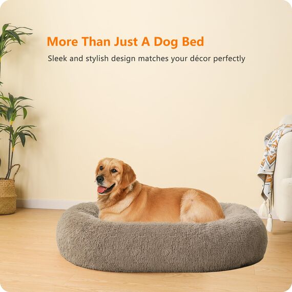 HMTOPE Orthopädisches Hundebett rund Hundekissen Hundesofa Katzenbett Donut Kuscheliges Hundekorb Waschbar, 100 cm Ø, Kamelbraun