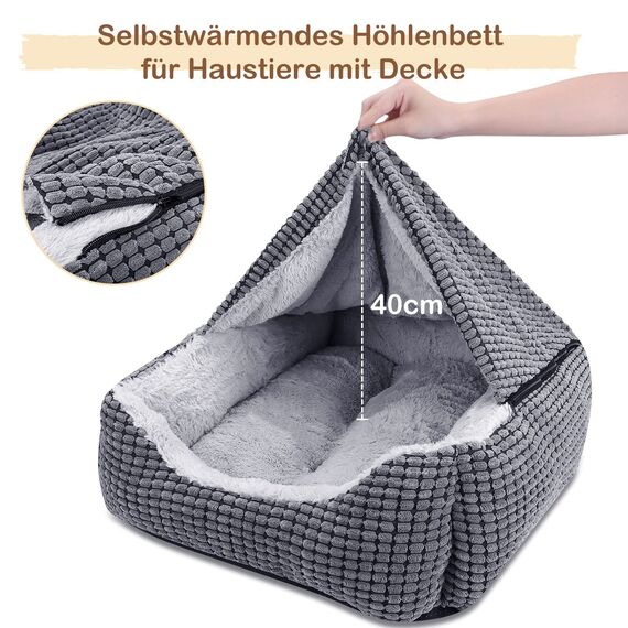 JOEJOY Hundebett Kleine Hunde, Hundekorb mit Herausnehmbar Decke, Hundebetten Cord Flauschiges Waschbar, rutschfest Hundekörbchen, Hundesofa mit Hohem Rand Passt bis zu 9kg Haustiere(51x48x15cm)