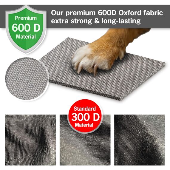 PET VIOLET Hundekissen große Hunde 110x90 cm - Robustes Oxford 600D Material, wasserabweisend, XXL Hundebett 10 cm Höhe, Wendekissen Outdoor geeignet - Grau