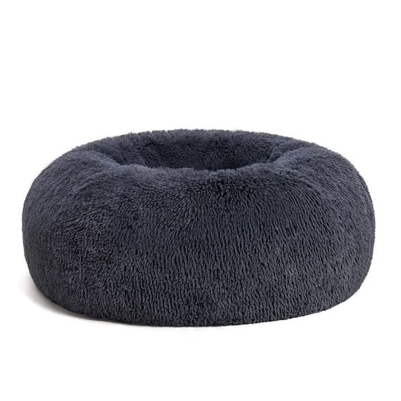 HMTOPE Orthopädisches Hundebett rund Hundekissen Hundesofa Katzenbett Donut Kuscheliges Hundekorb Waschbar, 80 cm Ø, Dunkelgrau