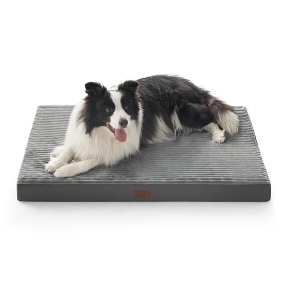BEDSURE waschbares Hundebett für Grosse Hunde - 104x69x8.5cm Komfort Hundekissen mit Rutschfester Basis und abnehmbarem waschbarem Bezug, Eierkarton-Schaumstoff Hundematte, Grau