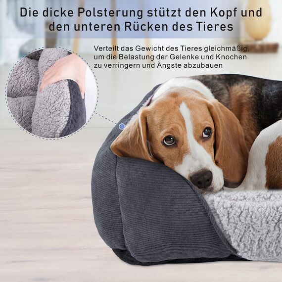 JOEJOY Hundebett Mittelgroße Hunde, Hundekorb Waschbar, Flauschig Hundebetten, rutschfest HundeköRbchen, Kuschelig Hundesofa für Hunde und Katzen, 63×53×20 cm