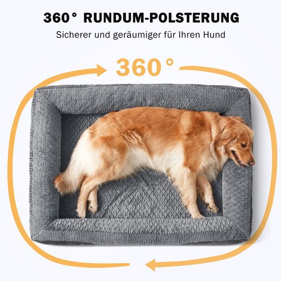 FURTIME Orthopädisches Hundebett Mittelgroße Hunde, Memory Foam Hundekorb Grosse Hunde, Abnehmbar und Waschbar, rutschfeste Hundekörbchen, Hohem Rand Hundesofa, 89 x 64 x 18cm