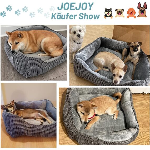 JOEJOY Hundebett Mittelgroße Hunde, Hundekorb Waschbar Flauschig, Plüsch rutschfeste Hundebetten, 76x61x23cm, Hundekörbchen für Mittelgroße und Große Katzen und Hunde