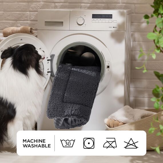 BEDSURE waschbar Hundematte Mittelgroße Hunde - 89x56 cm Hundekissen mittelgroße Hunde mit hochdichter Schaumstofffüllung, Sherpa-Plüsch waschbar Hundematratze, dunkelgrau