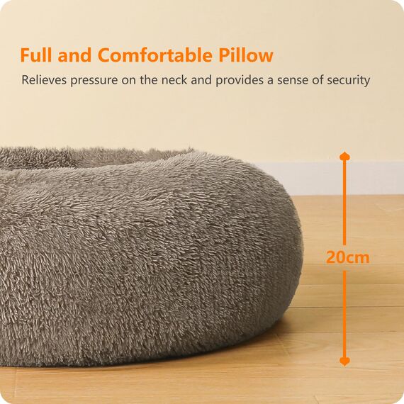HMTOPE Orthopädisches Hundebett rund Hundekissen Hundesofa Katzenbett Donut Kuscheliges Hundekorb Waschbar, 80 cm Ø, Kamelbraun