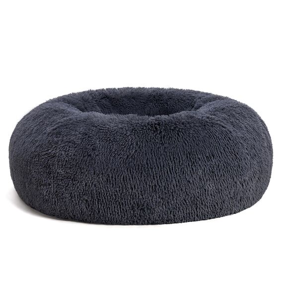 HMTOPE Orthopädisches Hundebett rund Hundekissen Hundesofa Katzenbett Donut Kuscheliges Hundekorb Waschbar, 100 cm Ø, Dunkelgrau