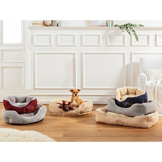 Dehner Lieblinge Hundebett und Katzenbett Sammy, oval, ca. 45 x 40 x 14 cm, Polyester, grau