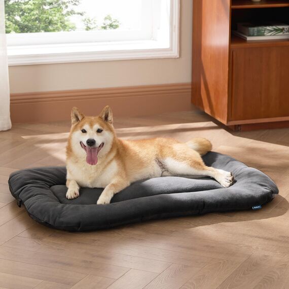 BEDSURE waschbar Hundekissen für Grosse Hunde - weiche und Bequeme Hundebetten für mittelgroße & große Hunde, dünne Hundematte mit Rutschfester Unterseite für Käfig & Hundebett, 89x56 cm, Dunkelgrau