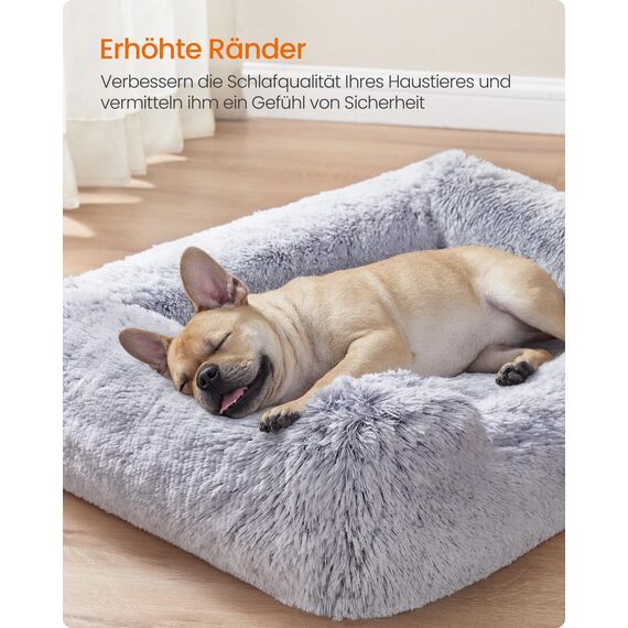 Feandrea Hundebett, mittelgroßes Hundekissen, 71 x 55 x 18 cm, Hundekorb, weiche Polsterung, Hundesofa, erhöhte Ränder, Bezug abnehmbar und waschbar, rutschfest, Ombré-Grau PGW271G01