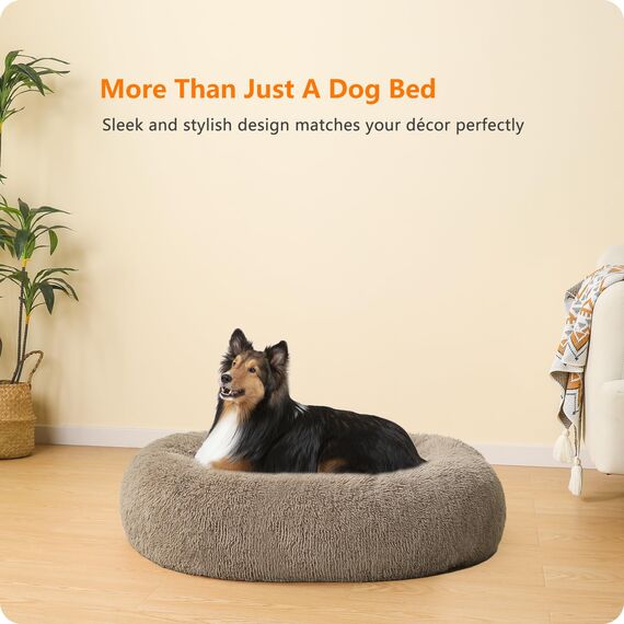 HMTOPE Orthopädisches Hundebett rund Hundekissen Hundesofa Katzenbett Donut Kuscheliges Hundekorb Waschbar, 80 cm Ø, Kamelbraun