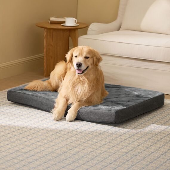 BEDSURE orthopädisches Hundekissen große Hunde - 104x74x9cm waschbares Hundebett mit 2 in 1 Memoryschaum, kuscheliges Hundematte Hundematratze, dunkelgrau