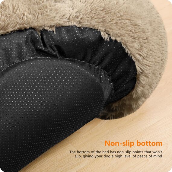 HMTOPE Orthopädisches Hundebett rund Hundekissen Hundesofa Katzenbett Donut Kuscheliges Hundekorb Waschbar, 100 cm Ø, Kamelbraun