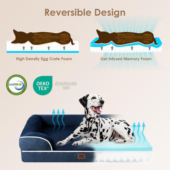 EHEYCIGA Orthopädisches Hundebett Kleine Hunde, 89x56cm, Memory Foam Hundekorb Mittelgroße Hunde, Waschbar Hundesofa Wasserdicht rutschfest, Hundecouch mit Hohem Rand, Marineblau