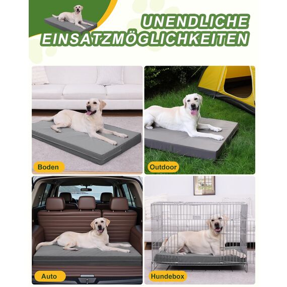 Favodormir Orthopädisches Hundebett Grosse Hunde 119x73cm,Abnehmbare Wassericht Kunstleder-Hülle Hundekissen Hundematratze für große Hunde,Komfortable & Kühlende Für Innen- Und Außenbereich,Grau