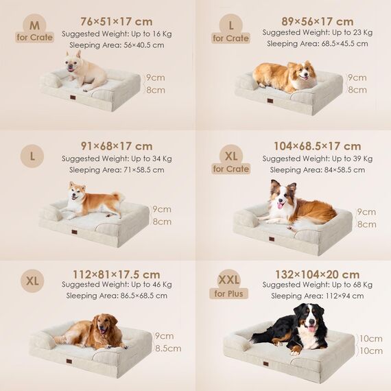 EHEYCIGA Orthopädisches Hundebett Grosse Hunde, 122x89cm, Memory Foam Hundekorb XXL, Waschbar Hundesofa Wasserdicht rutschfest, Hundecouch mit Hohem Rand, Beige