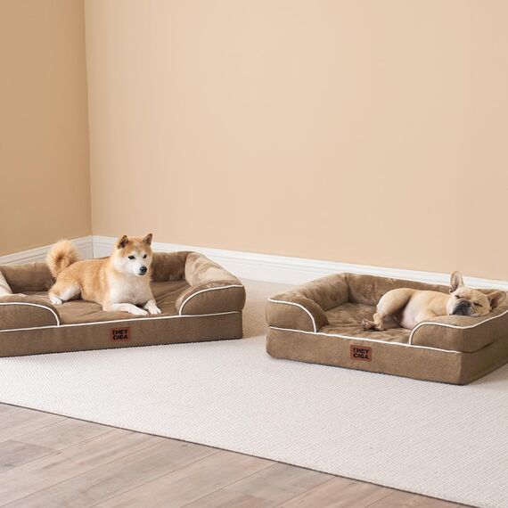 EHEYCIGA Orthopädisches Hundebett Grosse Hunde, 104x69cm, Memory Foam Hundekorb Mittelgroße Hunde, Waschbar Hundesofa Wasserdicht rutschfest, Hundecouch mit Hohem Rand, Kamel