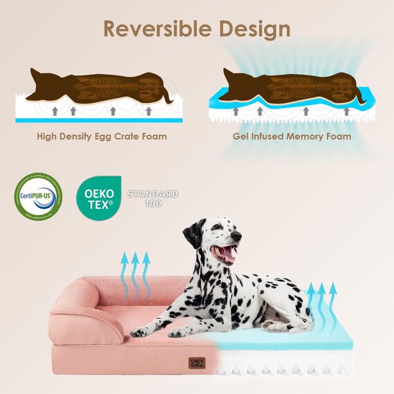 EHEYCIGA Orthopädisches Hundebett Grosse Hunde, 91x68cm, Memory Foam Hundekorb Mittelgroße Hunde, Waschbar Hundesofa Wasserdicht rutschfest, Hundecouch mit Hohem Rand, Rosa