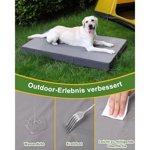 Favodormir Orthopädisches Hundebett Grosse Hunde 119x73cm,Abnehmbare Wassericht Kunstleder-Hülle Hundekissen Hundematratze für große Hunde,Komfortable & Kühlende Für Innen- Und Außenbereich,Grau