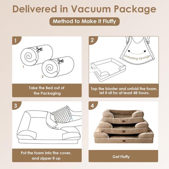 EHEYCIGA Orthopädisches Hundebett Grosse Hunde, 104x69cm, Memory Foam Hundekorb Mittelgroße Hunde, Waschbar Hundesofa Wasserdicht rutschfest, Hundecouch mit Hohem Rand, Kamel