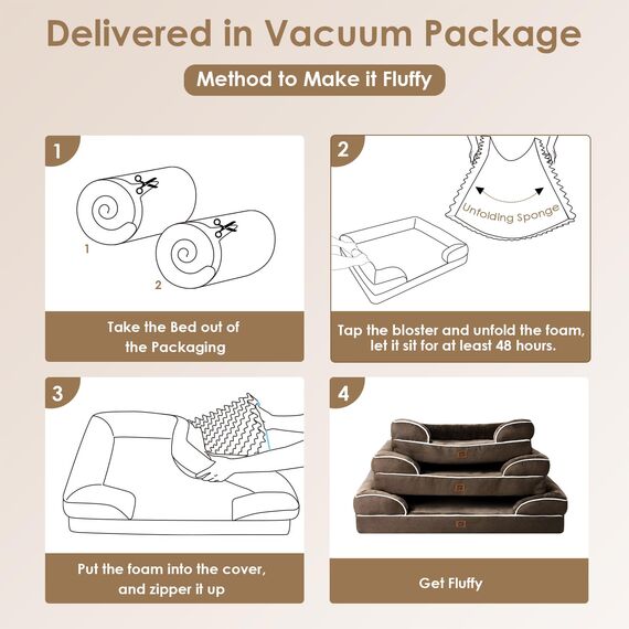 EHEYCIGA Orthopädisches Hundebett Grosse Hunde, 104x69cm, Memory Foam Hundekorb Mittelgroße Hunde, Waschbar Hundesofa Wasserdicht rutschfest, Hundecouch mit Hohem Rand, Braun