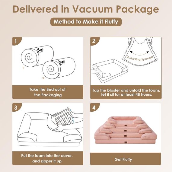 EHEYCIGA Orthopädisches Hundebett Grosse Hunde, 91x68cm, Memory Foam Hundekorb Mittelgroße Hunde, Waschbar Hundesofa Wasserdicht rutschfest, Hundecouch mit Hohem Rand, Rosa