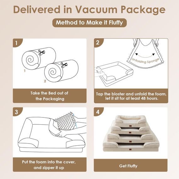 EHEYCIGA Orthopädisches Hundebett Grosse Hunde, 104x69cm, Memory Foam Hundekorb Mittelgroße Hunde, Waschbar Hundesofa Wasserdicht rutschfest, Hundecouch mit Hohem Rand, Beige