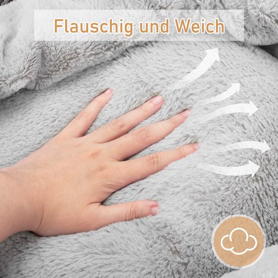 JOEJOY Hundebett Mittelgroße Hunde, Katzenbett Rund mit Decke, Hundekorb Waschbar Flauschig, Hundebetten für Katzen und Kleine Mittlere Hunde, 66x66x15cm