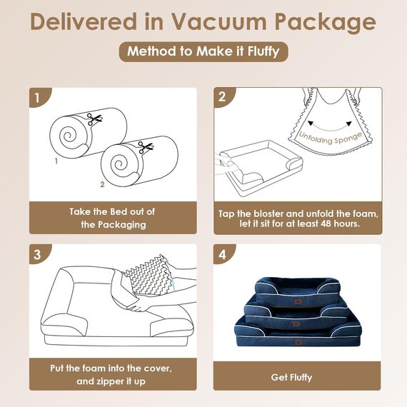 EHEYCIGA Orthopädisches Hundebett Grosse Hunde, 104x69cm, Memory Foam Hundekorb Mittelgroße Hunde, Waschbar Hundesofa Wasserdicht rutschfest, Hundecouch mit Hohem Rand, Marineblau
