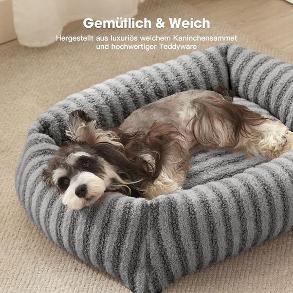 Pawk Hundebett große Hunde, Hundebett Waschbar abnehmbar mit Erhöhte Ränder, rutschfeste Hundekorb mit bequemem Kaninchenwolle-Bezug, 76 x 61 x 20 cm