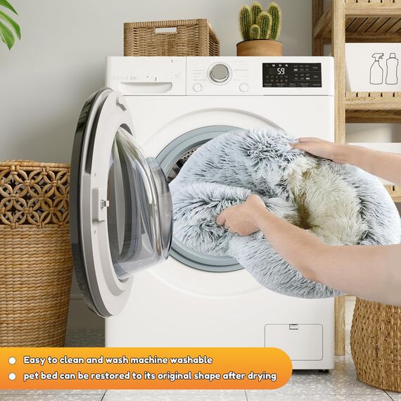 Beruhigendes Hundebett, Flauschiges Plüsch-Katzenbett, für mittelgroße und kleine Hunde, waschbar, Anti-Angst-Haustierbett, große Katzenbett für Katzen Hunde im Innenbereich.No.: 015002802-0001