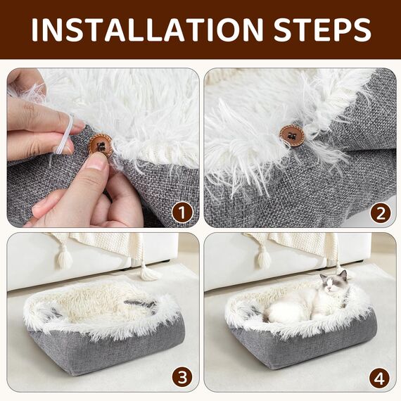 MAIYADUO Weiches Katzenbett Waschbar 42x36 cm Plüsch Haustierbett für Katzen und Kleine Hunde, 2 in 1 Katzenbett Schlafsack Warmes Haus Katzenkissen Katzendecke Waschbares Nest Bett für Katzen