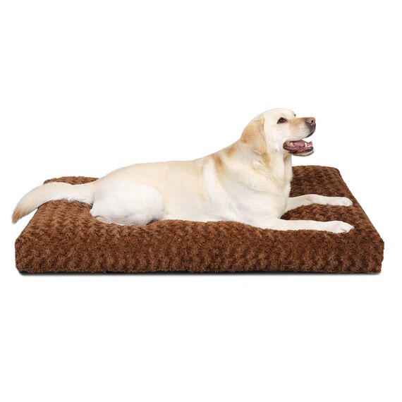 KSIIA Hundebett Grosse Hunde Waschbar, XL Hundekissen flauschig, Hundematte für große mittelgroße Hunde, rutschfeste Unterseite, Hundekorb Hundematratz Haustierbett Braun 105x70cm