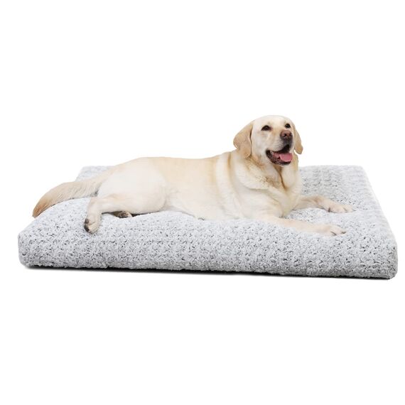 KSIIA Hundebett Grosse Hunde, Waschbar Hundekissen flauschig, Hundematte für große, mittelgroße Hunde, rutschfeste Unterseite, atmungsaktiv, Haustierbett Hundematratze Hellgrau 90x60cm