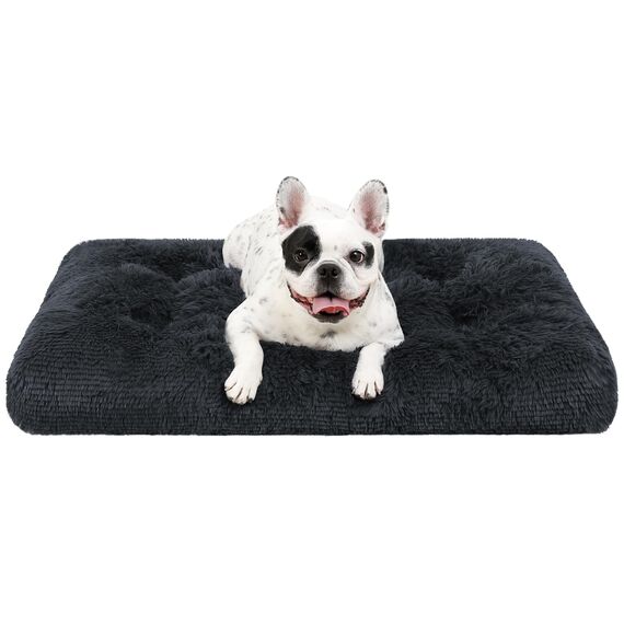 KSIIA Hundebett kleine Hunde Waschbar, Plüsch Hundekissen flauschig, 60x45cm, rutschfeste Unterseite, Hundematte, Hundekorb Hundematratze atmungsaktiv Haustierbett Schattengrau