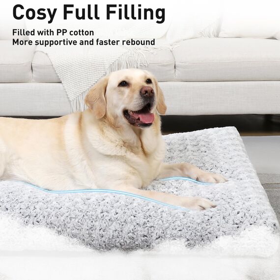 KSIIA Hundebett Grosse Hunde, Waschbar Hundekissen flauschig, Hundematte für große, mittelgroße Hunde, rutschfeste Unterseite, atmungsaktiv, Haustierbett Hundematratze Hellgrau 90x60cm