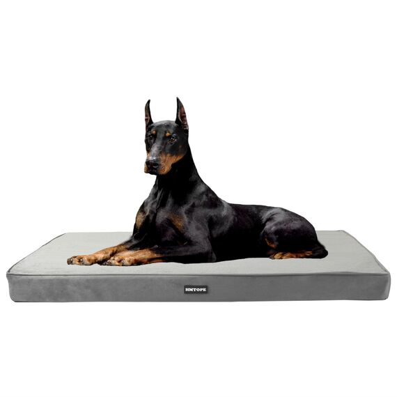 HMTOPE Orthopädisches Hundebett, 10cm Dicke Hundekissen für Grosse Hunde, Abnehmbar und Waschbar Hundematte, rutschfeste Unterseite, Wasserdichtes Innenfutter, 120 cm, Hellgrau