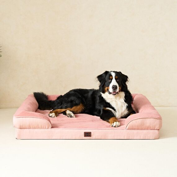 EHEYCIGA Orthopädisches Hundebett Grosse Hunde, 132x104cm, Memory Foam Hundekorb XXL, Waschbar Hundesofa Wasserdicht rutschfest, Hundecouch mit Hohem Rand, Rosa