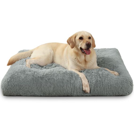 KSIIA Hundebett Grosse Hunde Waschbar, Plüsch Hundekissen flauschig, 105x70cm, rutschfeste Unterseite, Hundematte für große, mittelgroße Hunde, Hundekorb Hundematratze Haustierbett Grau