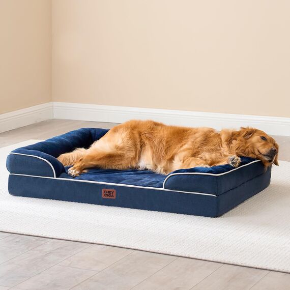 EHEYCIGA Orthopädisches Hundebett Grosse Hunde, 122x89cm, Memory Foam Hundekorb XXL, Waschbar Hundesofa Wasserdicht rutschfest, Hundecouch mit Hohem Rand, Marineblau