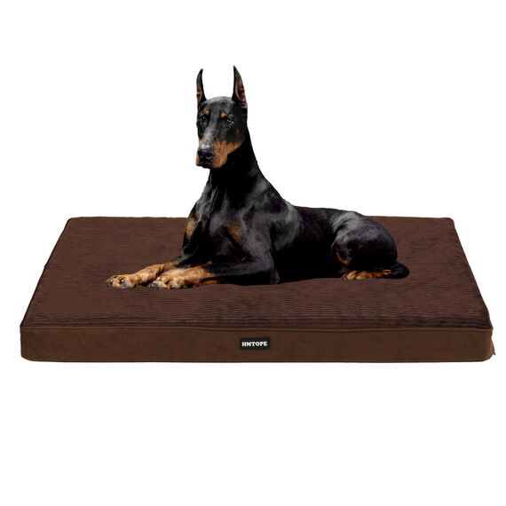 HMTOPE Orthopädisches Hundebett, 10cm Dicke Hundekissen für Grosse Hunde, Abnehmbar und Waschbar Hundematte, rutschfeste Unterseite, Wasserdichtes Innenfutter, 120 cm, Braun