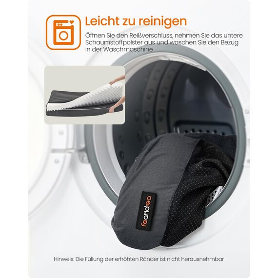 Feandrea Orthopädisches Hundebett, Hundekissen, Hundekorb, weiche Polsterung, Hundesofa, erhöhte Ränder, Bezug abnehmbar und waschbar, 135 x 107 x 23 cm, rutschfeste Unterseite, dunkelgrau PGW079G01V1