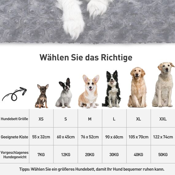 KSIIA Hundebett Grosse Hunde, Waschbar Hundekissen flauschig, Hundematte für große, mittelgroße Hunde, rutschfeste Unterseite, atmungsaktiv, Haustierbett Hundematratze Dunkelgrau 111x81cm