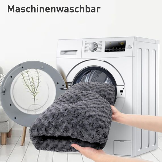 KSIIA Hundebett Grosse Hunde, Waschbar Hundekissen flauschig, Hundematte für große, mittelgroße Hunde, rutschfeste Unterseite, atmungsaktiv, Haustierbett Hundematratze Dunkelgrau 91x68cm