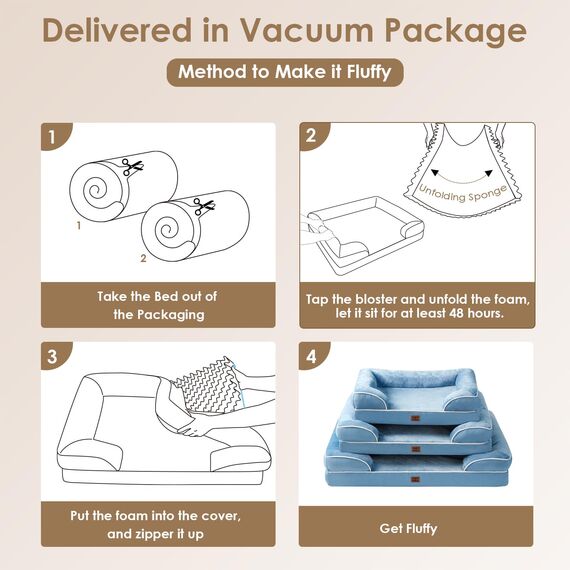 EHEYCIGA Orthopädisches Hundebett Grosse Hunde, 122x89cm, Memory Foam Hundekorb XXL, Waschbar Hundesofa Wasserdicht rutschfest, Hundecouch mit Hohem Rand, Hellblau
