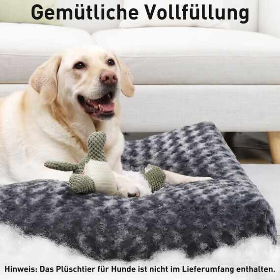 KSIIA Hundebett Grosse Hunde, Waschbar Hundekissen flauschig, Hundematte für große, mittelgroße Hunde, rutschfeste Unterseite, atmungsaktiv, Haustierbett Hundematratze Dunkelgrau 91x68cm