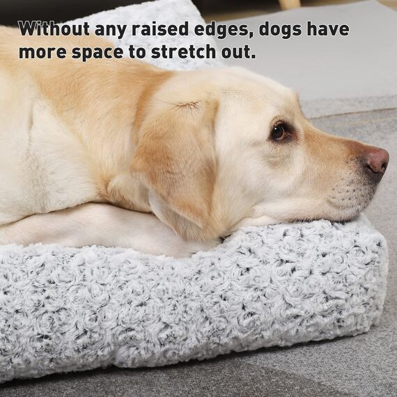 KSIIA Hundebett Grosse Hunde, Waschbar Hundekissen flauschig, Hundematte für große, mittelgroße Hunde, rutschfeste Unterseite, atmungsaktiv, Haustierbett Hundematratze Hellgrau 90x60cm