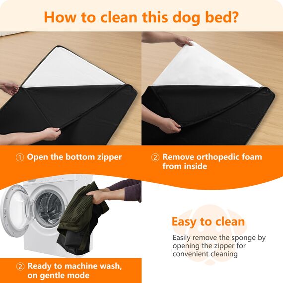 HMTOPE Orthopädisches Hundebett, 10cm Dicke Hundekissen für Grosse Hunde, Abnehmbar und Waschbar Hundematte, rutschfeste Unterseite, Wasserdichtes Innenfutter, 120 cm, Olivgrün