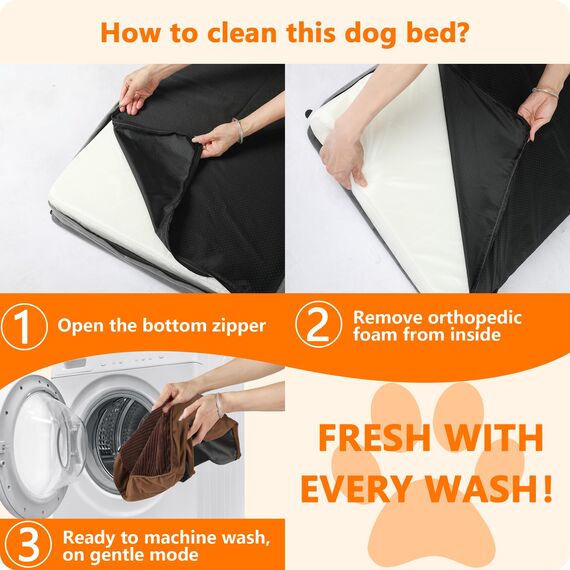 HMTOPE Orthopädisches Hundebett, 10cm Dicke Hundekissen für Grosse Hunde, Abnehmbar und Waschbar Hundematte, rutschfeste Unterseite, Wasserdichtes Innenfutter, 120 cm, Braun
