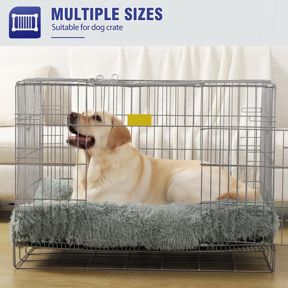KSIIA Hundebett Grosse Hunde Waschbar, Plüsch Hundekissen flauschig, 90x60cm, rutschfeste Unterseite, Hundematte für große, mittelgroße Hunde, Hundekorb Hundematratze Haustierbett Grau